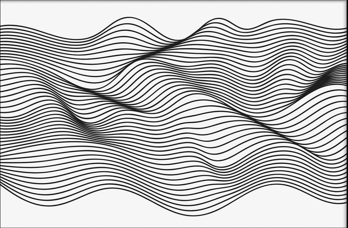 Walljar - Abstract Line Art II - Zwart wit poster