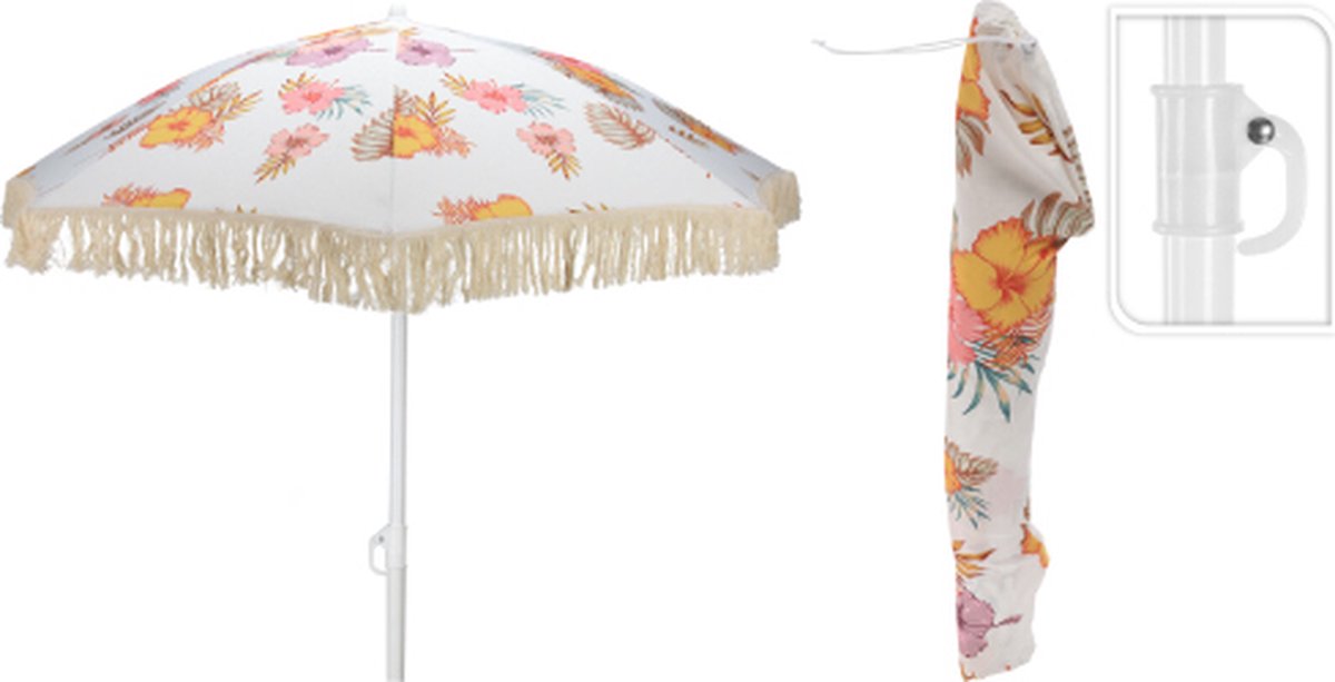 Strandparasol bloemen diameter 180 cm