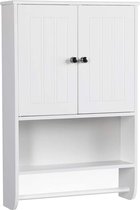 Furnibella - Hangkast, wandkast, badkamerkast, keukenkast, rek, opslag met deur en plank, wit, LBH: 48,5 x 14 x 73 cm