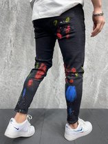 Zwart Satine Jeans Mannen Elastische Taille Skinny Jeans Mannen 2021 Stretch Ripped Broek Streetwear Heren Denim Jeans