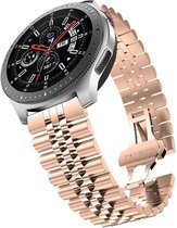 Stalen Smartwatch bandje - Geschikt voor  Fossil Gen 6 - 44mm Jubilee stalen band - rosé goud - Strap-it Horlogeband / Polsband / Armband