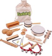 Kadoing 18-Delige Houten Muziekinstrumenten Set - Montessori Speelgoed - Houten Speelgoed - Kinderspeelgoed - Muziek Cadeau Voor Kinderen