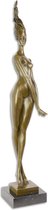 Bronzen sculptuur - Naakte dame stijl haar - Modernisme - 98 cm hoog