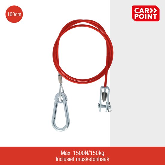 Carpoint Breekkabel met Musketonhaak - 100cm - 1500N/150kg - Breekkabel voor Aanhanger en Caravan van Carpoint — afbeelding 3