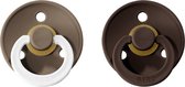 Bibs fopspeen - maat 1 0-6 maanden - 2 stuks - mocha - glow dark oak*