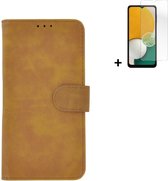 Hoesje Samsung Galaxy A13 5G - Bookcase - Screenprotector Samsung Galaxy A13 5G - Samsung A13 5G Hoes Wallet Book Case Bruin + Screenprotector
