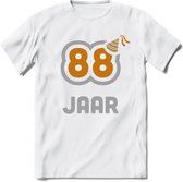 88 Jaar Feest T-Shirt | Goud - Zilver | Grappig Verjaardag Cadeau Shirt | Dames - Heren - Unisex | Tshirt Kleding Kado | - Wit - 3XL