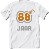 88 Jaar Feest T-Shirt | Goud - Zilver | Grappig Verjaardag Cadeau Shirt | Dames - Heren - Unisex | Tshirt Kleding Kado | - Wit - L
