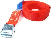 Spanband 4,5 meter - 25 mm breed - rood met klemsluiting - 4 stuks