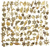 Setje van 100 verschillende armband bedels - 100 bedeltjes voor Armbanden - Oud goud