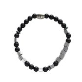 Brisa Gaia | Love you - morsecode armband - Onyx & hematietkralen - Perfect Valentijn cadeau - Zilver XL - 20 cm Polsomtrek