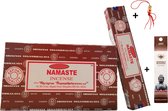 Doos met 12 pakjes à 15 gram - Wierook - Wierookstokjes - Incense sticks - Namaste + 5 Mini Wierookstokjes + Gelukspoppetje