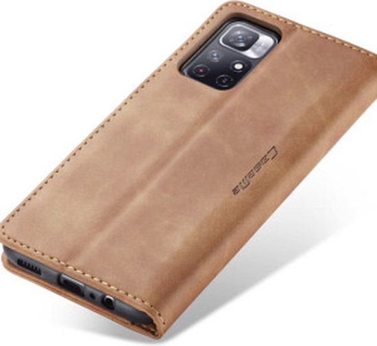 CaseMe - Hoesje geschikt voor Xiaomi Redmi Note 11 - Wallet Book Case - Magneetsluiting - Licht Bruin