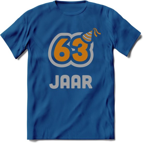 63 Jaar Feest T-Shirt | Goud - Zilver | Grappig Verjaardag Cadeau Shirt | Dames - Heren - Unisex | Tshirt Kleding Kado | - Donker Blauw - XXL