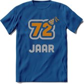 72 Jaar Feest T-Shirt | Goud - Zilver | Grappig Verjaardag Cadeau Shirt | Dames - Heren - Unisex | Tshirt Kleding Kado | - Donker Blauw - L