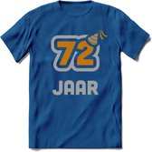 72 Jaar Feest T-Shirt | Goud - Zilver | Grappig Verjaardag Cadeau Shirt | Dames - Heren - Unisex | Tshirt Kleding Kado | - Donker Blauw - XL