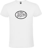 Wit t-shirt met 'Girl Power / GRL PWR'  print Zwart  size XL