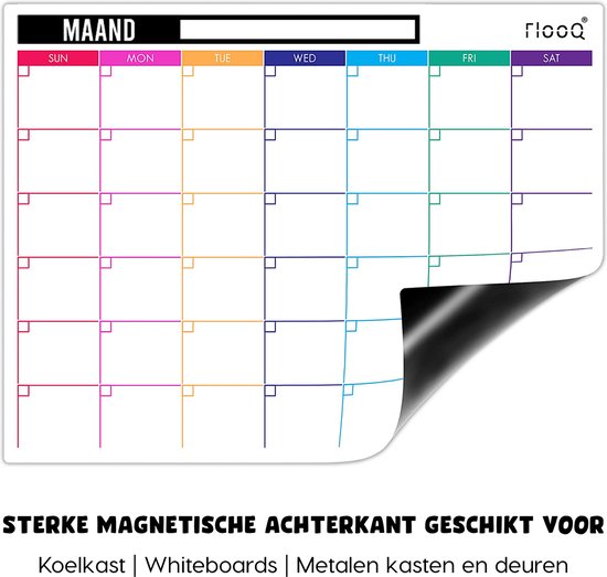 FLOOQ Magnetische Maandplanner Weekplanner 2024 en Boodschappenlijst - Complete set - Planbord - Familieplanner - Dagplanner - To Do Planner - Inclusief Markers & wisser