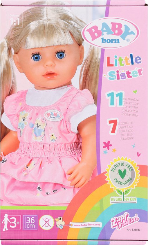 BABY Born Little Sister Kleuterschool Klein Zusje Blond - Babypop 36 cm |  bol.com