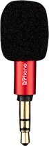 DrPhone H1X - 3 Polig - 3.5 mm Goud Rechte Kop - Mini Microfoon Geschikt voor Voice recorders/ Desktop Computers/Geluidskaart/Recorder - Rood