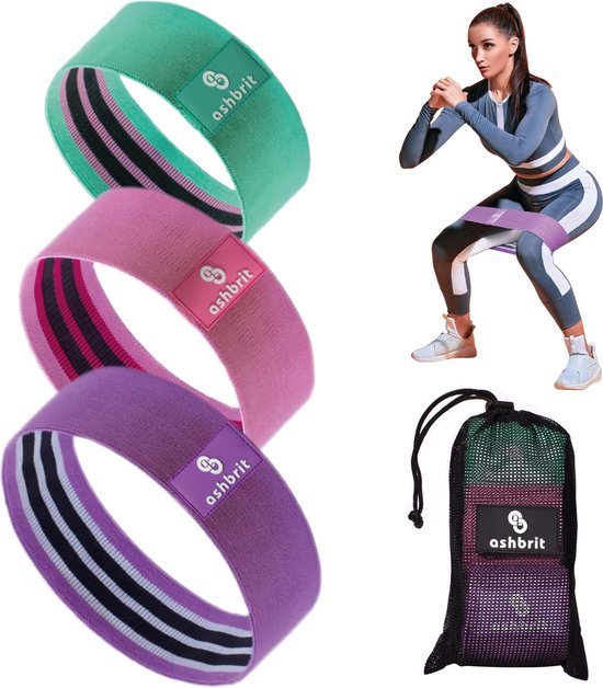 VirtuFit Mini Weerstandsbanden set - Katoen - 3 Stuks - Incl. Opbergtas