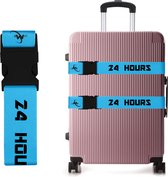 24ME® 1 Kofferriem Plus 1 Kofferlabel - Bagage Riem met bagagelabel - Luggage - Kofferband - 180 cm x 5cm - Extreem Stevig Polyester Materiaal