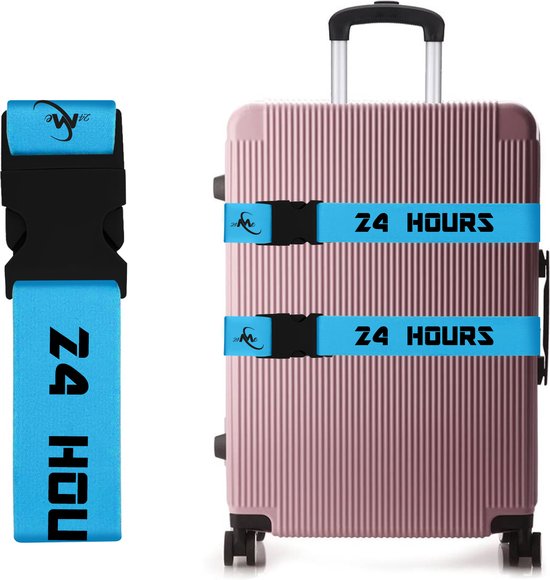 24ME® 1 Kofferriem Plus 1 Kofferlabel - Bagage Riem met bagagelabel - Luggage...