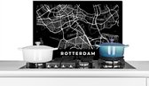Spatscherm keuken 60x40 cm - Kookplaat achterwand Rotterdam - Stadskaart - Zwart - Muurbeschermer - Spatwand fornuis - Hoogwaardig aluminium - Plattegrond