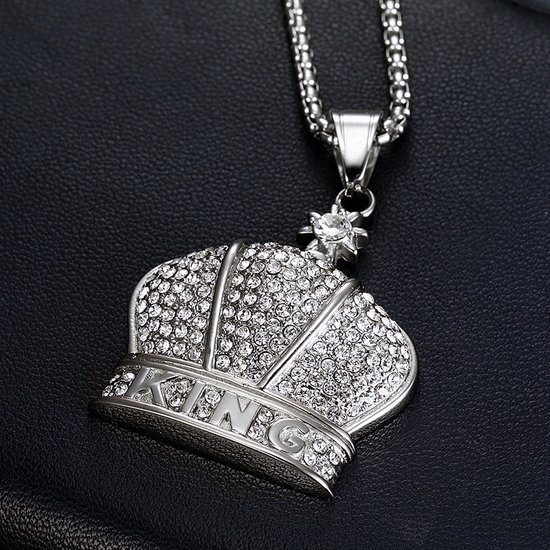 Collier classique Crown 18 Crystal avec King Kroon en Argent plaqué or