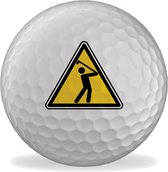 Golfballen bedrukt - Pas op Golfer bord - set van 3
