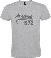 Grijs T shirt met "Awesome sinds 1972" print Zilver size XXXL