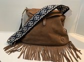 Suede tas - franjes - Ibiza - azteca bagstrap - trendy - Boho