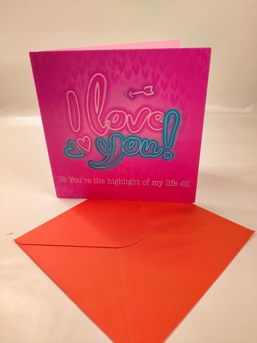 Wenskaart - Valentijn - Liefde - Luxe Holografische wenskaart- 3D effect- Happy Valentine - I love you