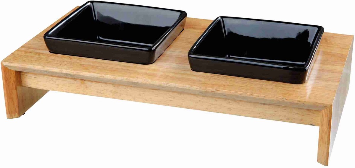 2 x 0,4L Trixie Voerbakset Keramiek/Hout