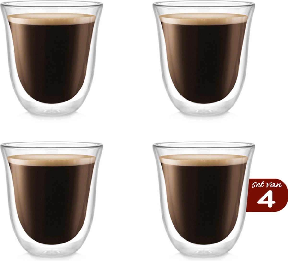 Premium Dubbelwandige Koffieglazen & Theeglazen - 270 ML - Set Van 4 Handgeblazen Drinkglazen - Dubbelwandig koffieglas - Geschikt voor Koffie Thee Latte Macchiato Cappuccino