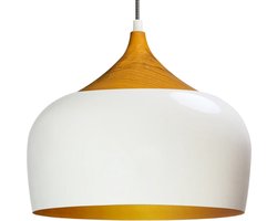 Bamyum Hanglamp Keukenlamp Hangend I Kreis I Ø30 cm E27 Metalen Retro Hanglamp Voor Alle Kamers - Wit Gouden