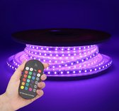 HOFTRONIC Flex60 - Dimbare RGB LED Strip 25m - 60 LEDs per meter 5050 SMD - 308 lumen per meter - IP65 voor binnen en buiten - Dimbaar via afstandsbediening - Waterdicht en UV best