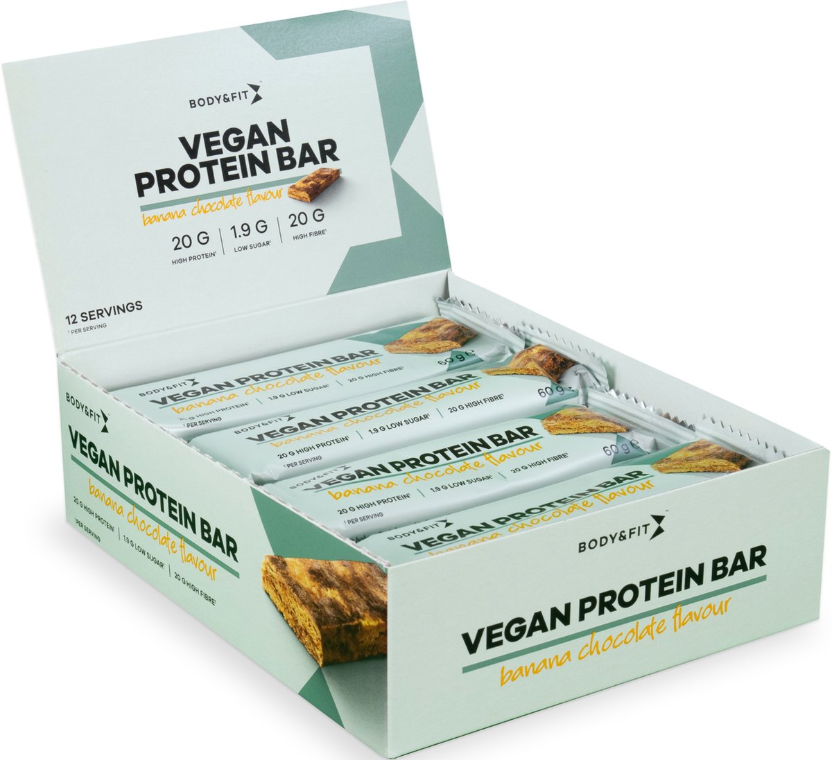 Goedkoopste Body & Fit Vegan Protein Bar - Plantaardige Proteïne Repen - 20 Gram Eiwit - Mix Box - 12 Eiwitrepen (720 gram