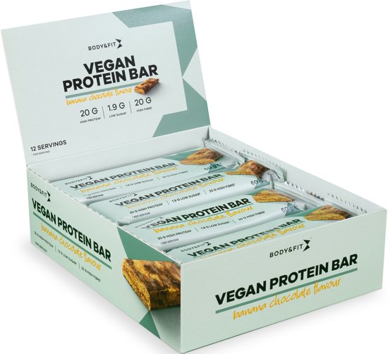 Body & Fit Vegan Protein Bar - Plantaardige Proteïne Repen - Mix Box - 12 Eiwitrepen (720 gram)