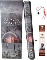 Doos met 120 stokjes - Wierook - Wierookstokjes - Incense sticks - Black Magic - Zwarte Magie + 5 mini wierookstokjes + Gelukspoppetje