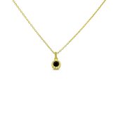 Silventi 9SIL-21965 Zilveren Ketting met Hanger - Dames - Zirkonia - Zwart - 7 mm - Ankerschakel - 40 + 5 cm - Zilver - Gold Plated (Verguld/Goud op Zilver)