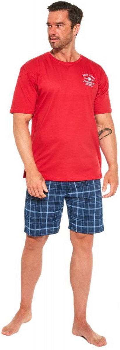 Cornette 'Base Camp heren pyjama korte mouwen- rood/blauw- katoen XL