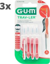 GUM Travler ragers Rood 0.8mm - 3 x 4 stuks - Voordeelverpakking