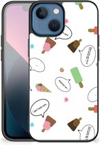 Silicone Back Case Geschikt voor iPhone13 mini Telefoon Hoesje met Zwarte rand IJsjes