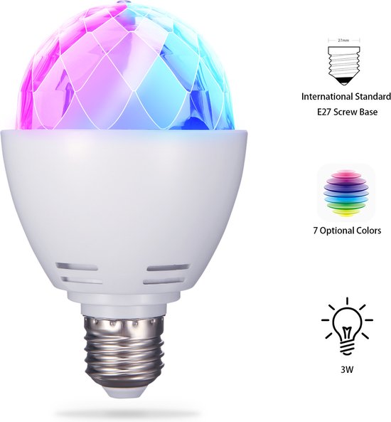 Lampe de fête LED ELEGIANT - Ampoule LED rotative 3W E27 - RVB - 7 couleurs  dimmables... | bol.com