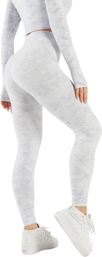 Sportlegging Dames - Yoga Legging - High Waist Legging - Fitness Legging - Yoga Kleding Dames - Yoga Broek Dames - Sportkleding Dames - Sportbroek Dames - Camouflage Legging - Luipaard - Panterprint | Army Wit | Maat XS