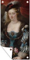 Tuinposter Portret van een vrouw - Schilderij van Peter Paul Rubens - 30x60 cm - Tuindoek - Buitenposter