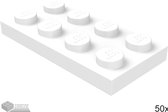 LEGO Plaat 2x4, 3020 Wit 50 stuks