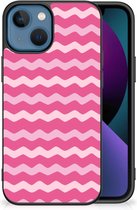 Smartphone Hoesje Geschikt voor iPhone 13 Bumper Hoesje met Zwarte rand Waves Pink