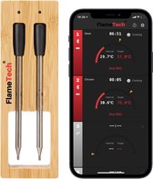 FlameTech® - Draadloze (vlees) thermometer 50m – Barbecue / Oven / Grill temperatuurmeter met bluetooth app - Dubbele probe